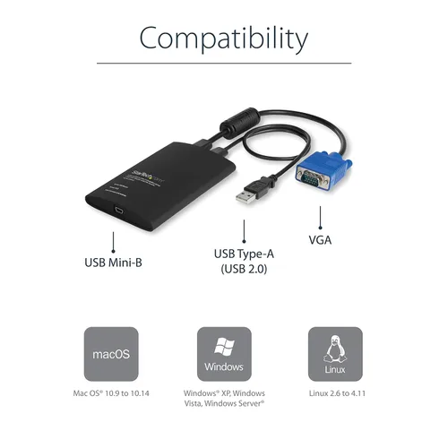 Vista 4 de StarTech Adaptador de carro de choque portátil para laptop, consola KVM USB/VGA y kit adaptador HDMI a VGA