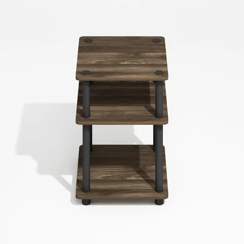 Vista 6 de Furinno Turn-N-Tube Mesa auxiliar, mesa auxiliar moderna cuadrada de 3 niveles con estante abierto, mesita de noche, mesa de noche, fácil montaje