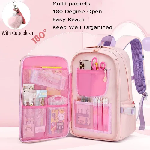 Vista 2 de Mochila de conejo para niñas linda mochila kawaii escolar para jardín de infantes preescolar y primaria Bluefor Girl Grados 1-3 Moda linda