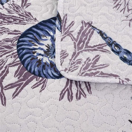 Vista 5 de Juego de edredón de tamaño Queen - Edredón ligero reversible, colcha, cubrecama - Ropa de cama costera - Decoración del hogar con concha de estrella