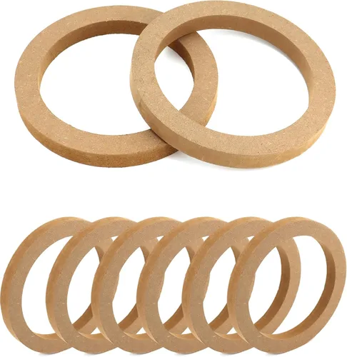 Vista 9 de QWORK Anillos espaciadores de altavoz de madera, 4 anillos de altavoz de MDF de 6.5 pulgadas para automóvil, anillos de madera de tweeter de MDF