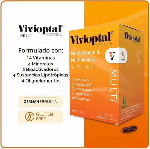 Vista 5 de Vivioptal Multi 90 cápsulas blandas - Suplemento multivitamínico y multimineral - Sustancias lipotrópicas y oligoelementos