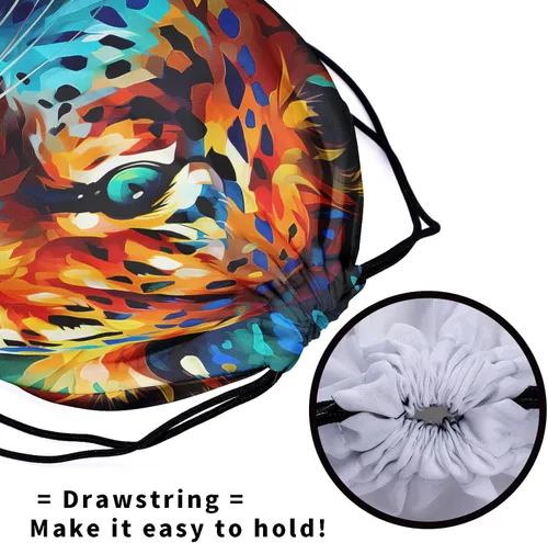 Vista 138 de Bolsa de agarre de gimnasia de piel de animal, bolsa de gimnasia con cordón ajustable, bolsa de cuerda para fauna silvestre, Mariposas Galaxy