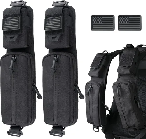 Vista 11 de WYNEX Bolsa de accesorios Molle de doble cremallera, bolsa de bolsillo para mochila, correa para el hombro, accesorio Molle, accesorios tácticos