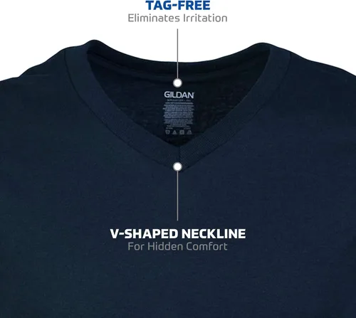 Vista 3 de Gildan - Camisetas de cuello en V para hombre Multipack