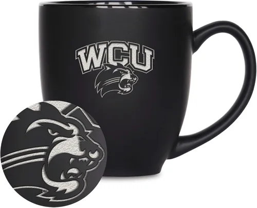 Vista 260 de Rico Industries - Taza de cerámica mate negra con grabado láser estándar de 15oz para NCAA (escuelas T & U) - Para bebidas calientes o frías