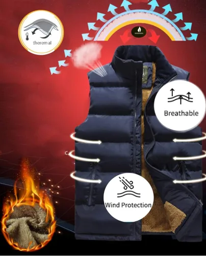 Vista 7 de Vcansion Men's Outdoor Casual Stand Collar Padded Vest Coat