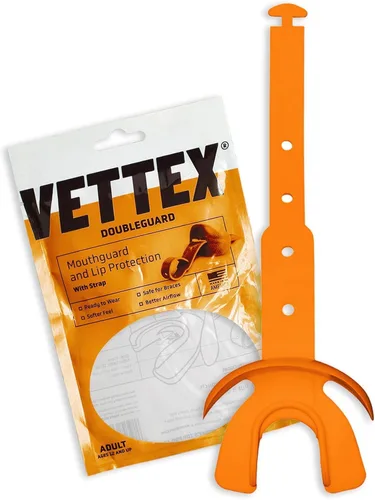 Vista 11 de Vettex Doubleguard Protector bucal con Protección de Labios - Adulto, Aguamarina Football, Lacrosse, MMA, Boxing, Adjustable Helmet Strap, Braces