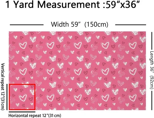 Vista 2 de The Yard, tela de corazones románticos para sillas, tela de San Valentín para exteriores, bonitos corazones dibujados a mano, tela decorativa