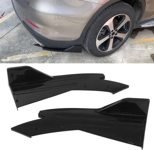 Vista 7 de Fydun 2 unids brillante negro coche parachoques trasero canard labio lateral falda divisor alerón universal