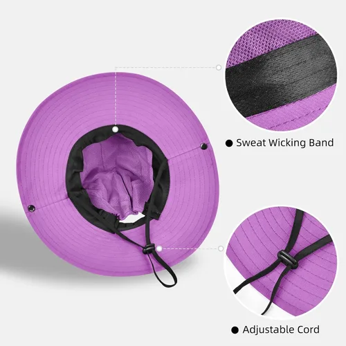 Vista 78 de Rosoz Sombreros de cola de caballo para mujer, protección UV, ala ancha 1 paquete-negro