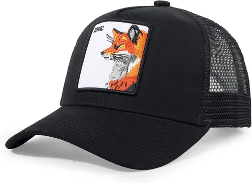 Vista 17 de Gorra de camionero para hombre con animal, gorra ajustable con cierre de presión, gorra de béisbol bordada, malla transpirable, parche cuadrado