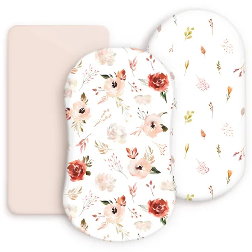 Vista 31 de GRSSDER Juego de 2 sábanas elásticas ultra suaves para cuna, ajuste universal para cuna de bebé, colchón rectangular ovalado, flores y frutas