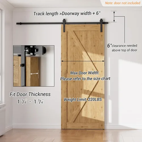 Vista 4 de CCJH Kit de herrajes para puerta de granero, pista deslizante de 4 pies, resistente para un solo panel de puerta de 24 pulgadas de ancho