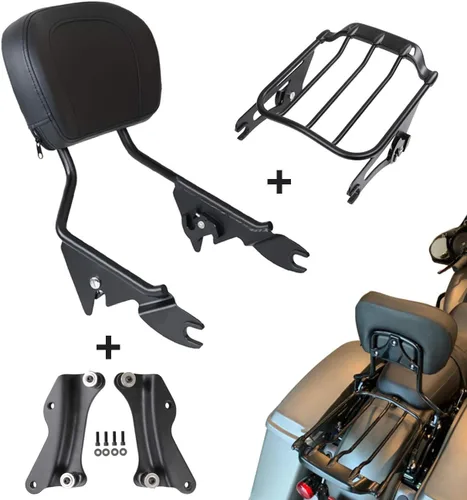 Vista 5 de AUFER - Respaldo acolchonado vertical desmontable y soporte para equipaje para motocicleta + kit de accesorios de acoplamiento de 4 puntos de dos