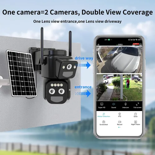 Vista 3 de LETSCEE Cámaras de seguridad inalámbricas para exteriores alimentadas por energía solar para seguridad del hogar, cámara exterior de visión de 360°