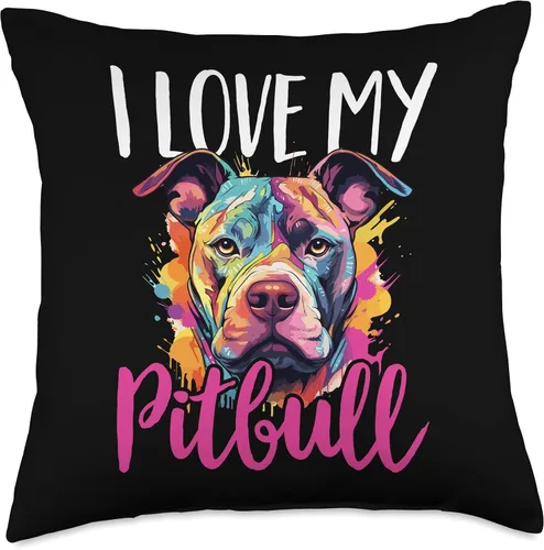 Vista 5 de PITBULL DOG OWNER Design - Store Pittie-I Love My Pitbull - Almohada (16 x 16 pulgadas), multicolor