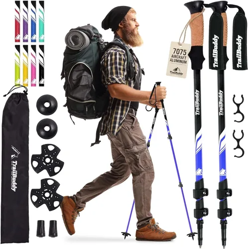 Vista 15 de TrailBuddy Trekking Poles – Lightweight 7075 Aluminum Hiking Poles for Women, Men & Seniors – Collapsible Walking Sticks for Travel, Trails & Balance