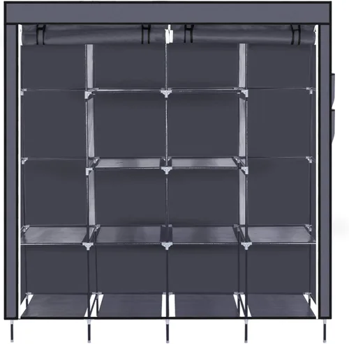 Vista 8 de Vasitelan Armario portátil, organizador de armario independiente con tapa, varillas para colgar, estantes, 4 bolsillos laterales, 17 x 66 x 66 Negro