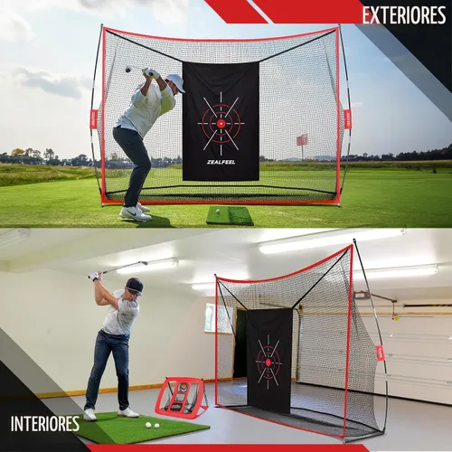 Vista 8 de ZEALFEEL Golf Net, 10x7FT/10x8FT/11x8FT Golf Simulator Cage System with Impact Screen & Side Barriers, Golf Practice Net for Indoor Outdoor Backyard