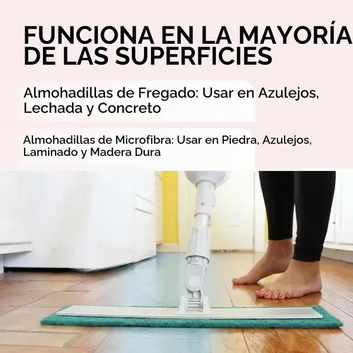 Vista 5 de Mopa de microfibra de aleación de aluminio. Incluye 2 almohadillas de microfibra. Para usar en seco o húmedo. Para suelos de madera, azulejos