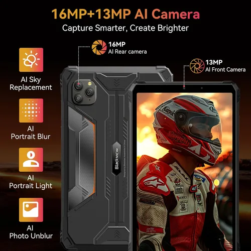 Vista 8 de Blackview Tablet resistente de 9 pulgadas, Android 15 tableta impermeable con Gemini AI, 18GB+128GB TF 2TB, 180Hz, IP68/IP69K, MIL-STD-810H a prueba