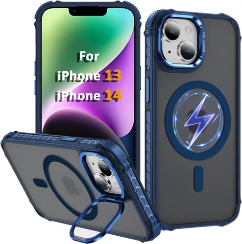 Vista 40 de Funda KETGII para iPhone 13, para iPhone 14, compatible con MagSafe, carga inalámbrica, resistente, a prueba de golpes, pata ajustable, delgada