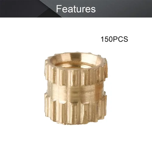 Vista 3 de MroMax Tuercas de inserción moleteadas M3, M3x4x4mm, inserto roscado de latón moleteado de rosca hembra, piezas de incrustación moldeo por inyección