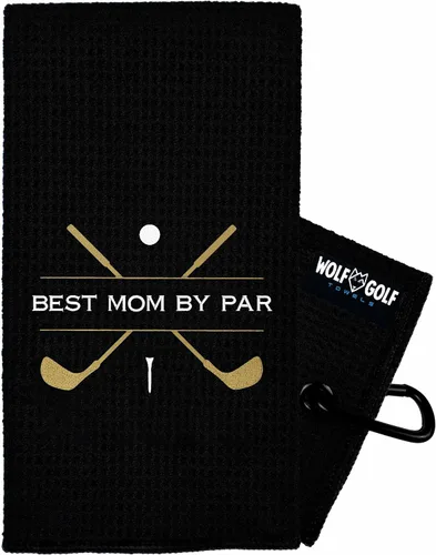 Vista 14 de Toalla de golf Wolf Golf Towels Best Dad by Par Bordada en EE. UU. Accesorios de golf para hombres