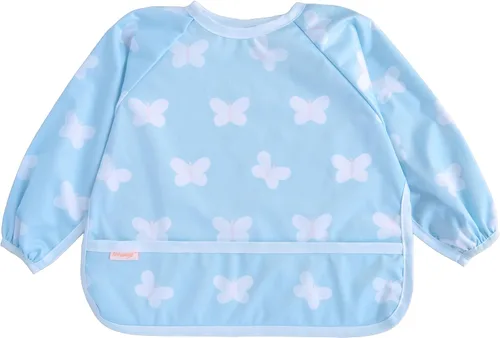 Vista 11 de Babero de manga larga impermeable - Baberos lavables a máquina para comer - Babero para bebé para niños pequeños - Suministros BLW para bebé Celeste