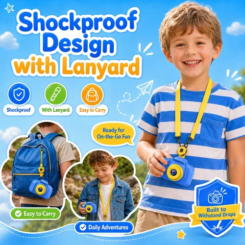 Vista 7 de Desuccus Cámara para niños, juguetes de Navidad y cumpleaños para niños y niñas, juguetes para niños de 3, 4, 5, 6, 7, 8, 9 años, cámara de video