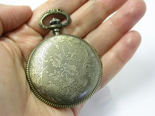 Vista 4 de CoolRings - Reloj de bolsillo anatómico con forma de corazón, estilo antiguo, tono bronce con cadena para hombre o mujer