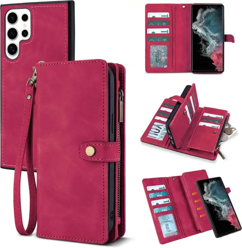 Vista 23 de TwoHead - Funda tipo cartera para Samsung Galaxy S22, 11 tarjeteros, color negro Sueño Negro
