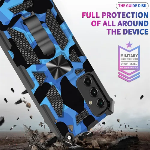 Vista 4 de Funda para Samsung Galaxy A54 con función atril camuflaje verde