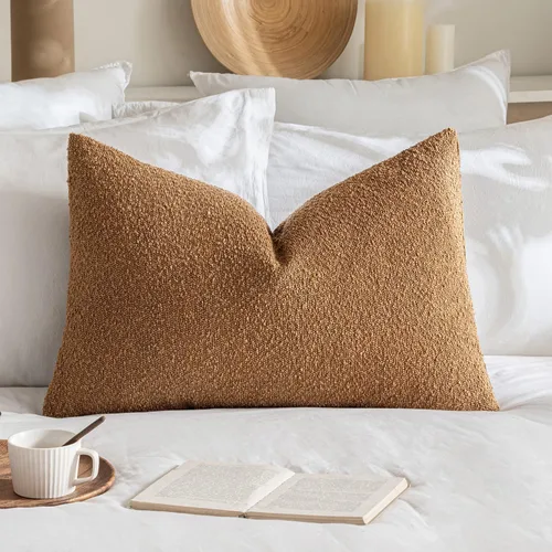 Vista 19 de MIULEE - Funda de almohada lumbar texturizada para cama, 12 x 20 pulgadas, color beige Pack of 1 Textured Neutral Couch Throw Pillow Cover, Accent