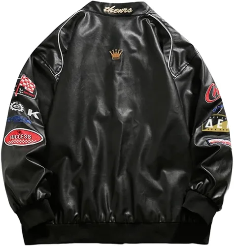 Vista 6 de Aelfric Eden Chaqueta universitaria con estampado de amor y letras para hombre, chaqueta de béisbol con gráficos vintage, unisex, ropa de calle