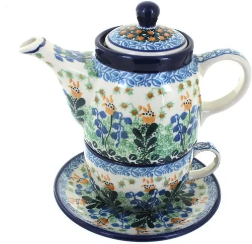 Vista 2 de Blue Rose Polish Pottery Georgia Blue Tea para uno