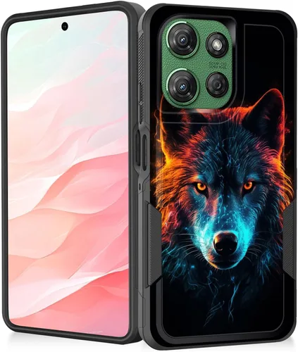 Vista 15 de Funda para Moto G Play 4G 2024, resistente de doble capa híbrida de policarbonato duro, goma suave, a prueba de golpes, funda protectora resistente