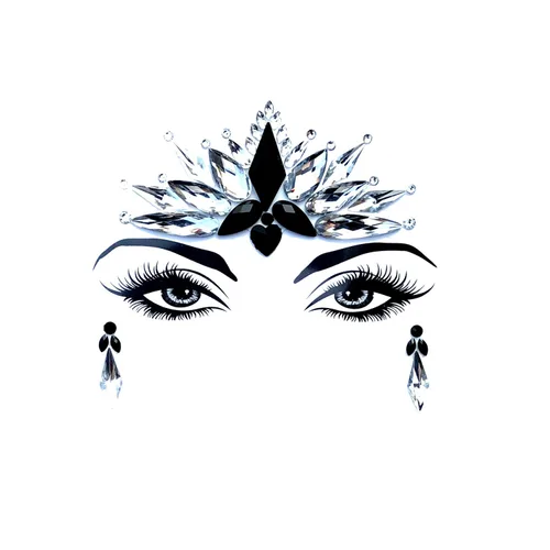 Vista 25 de Neva Nude Americana Crystal Jewel - Adhesivo de cristal para la cara, gemas para carnavales, Halloween, festivales, raves y fiestas, adhesivo