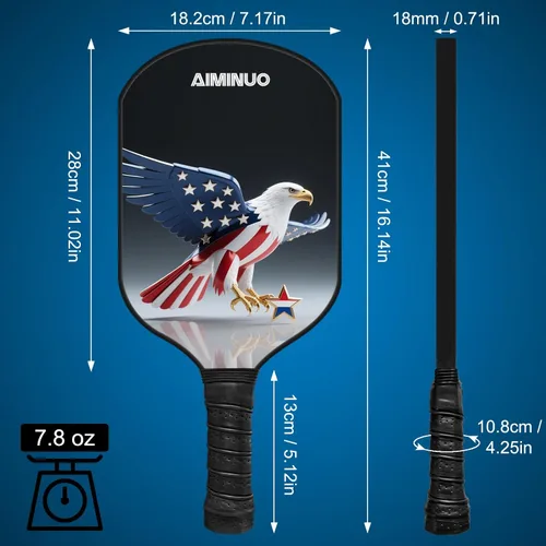 Vista 4 de Palas de pickleball de fibra de vidrio, juego de paletas de pickleball ligeras de 0.63 pulgadas para hombres, mujeres, niños, interiores y exteriores