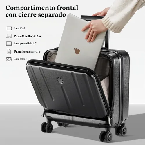 Vista 2 de Kaleenie Maletín de mano de 16" con 2 compartimentos para laptop Negro