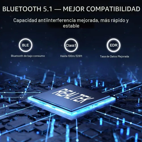 Vista 7 de Adaptador USB Bluetooth 5.1 para PC de escritorio: dongle inalámbrico de largo alcance de 300 pies con antena de 5dBi Plug & Play para portátil Negro