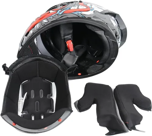 Vista 7 de Cascos de motocicleta de cara completa, casco de motocicleta aprobado por ECE/DOT con viseras dobles, casco de motocicleta de cara completa para J