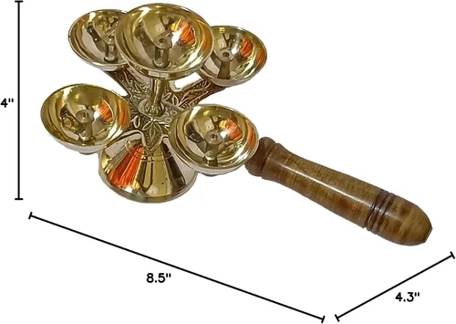 Vista 6 de Lámpara de aceite dorada hecha a mano de puja india para Diwali Pooja Artículo akhand Diya para Pooja Propósito (8.5 X 4 PULGADAS)