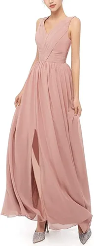 Vista 4 de BEIRTY Vestido de noche plisado con cuello en V para mujer