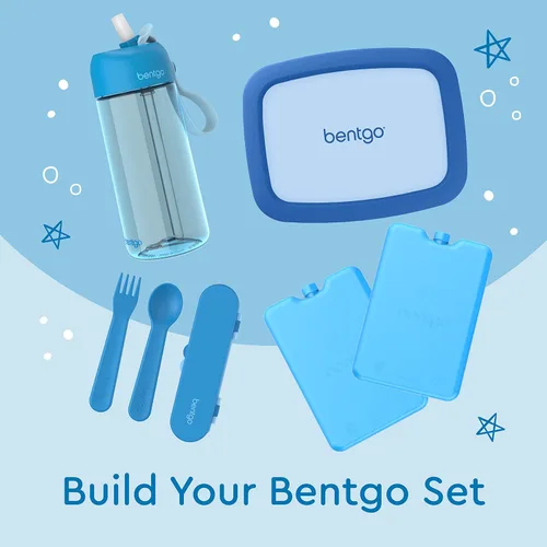 Vista 6 de Bentgo Juego de utensilios para niños, tenedor, cuchara y estuche de almacenamiento de plástico reutilizable, materiales sin BPA, asas de fácil