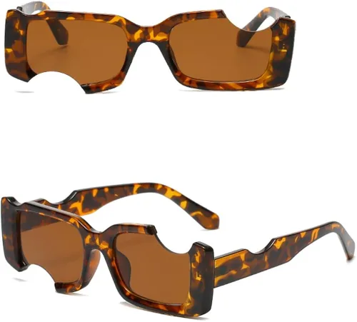 Vista 3 de Gafas de sol rectangulares pequeñas irregulares para mujer gafas de sol punk vintage protección UV