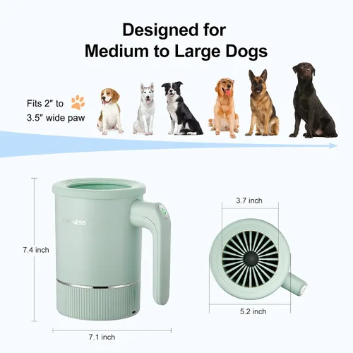 Vista 3 de DOGNESS W02 Limpiador automático de patas de perro para perros medianos a grandes (verde)