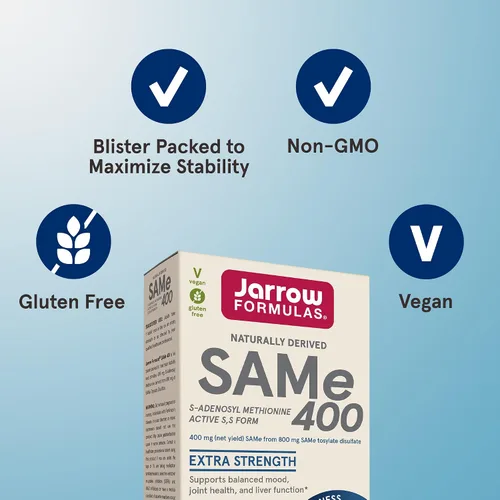 Vista 5 de Jarrow Formulas SAM-e 0.007 oz Suplemento dietario en cápsulas, SAM400, 1, 1