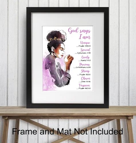 Vista 3 de Arte de pared inspirador con versículo bíblico para mujeres afroamericanas, póster de decoración motivacional para niñas negras, adolescentes, sala
